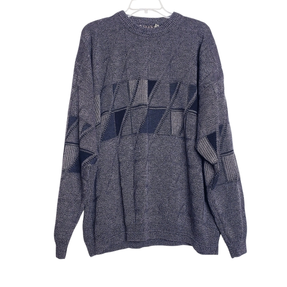 Vintage Tan & Black Oversized Knit Crew Neck Pullover Sweater Women's Size 3X